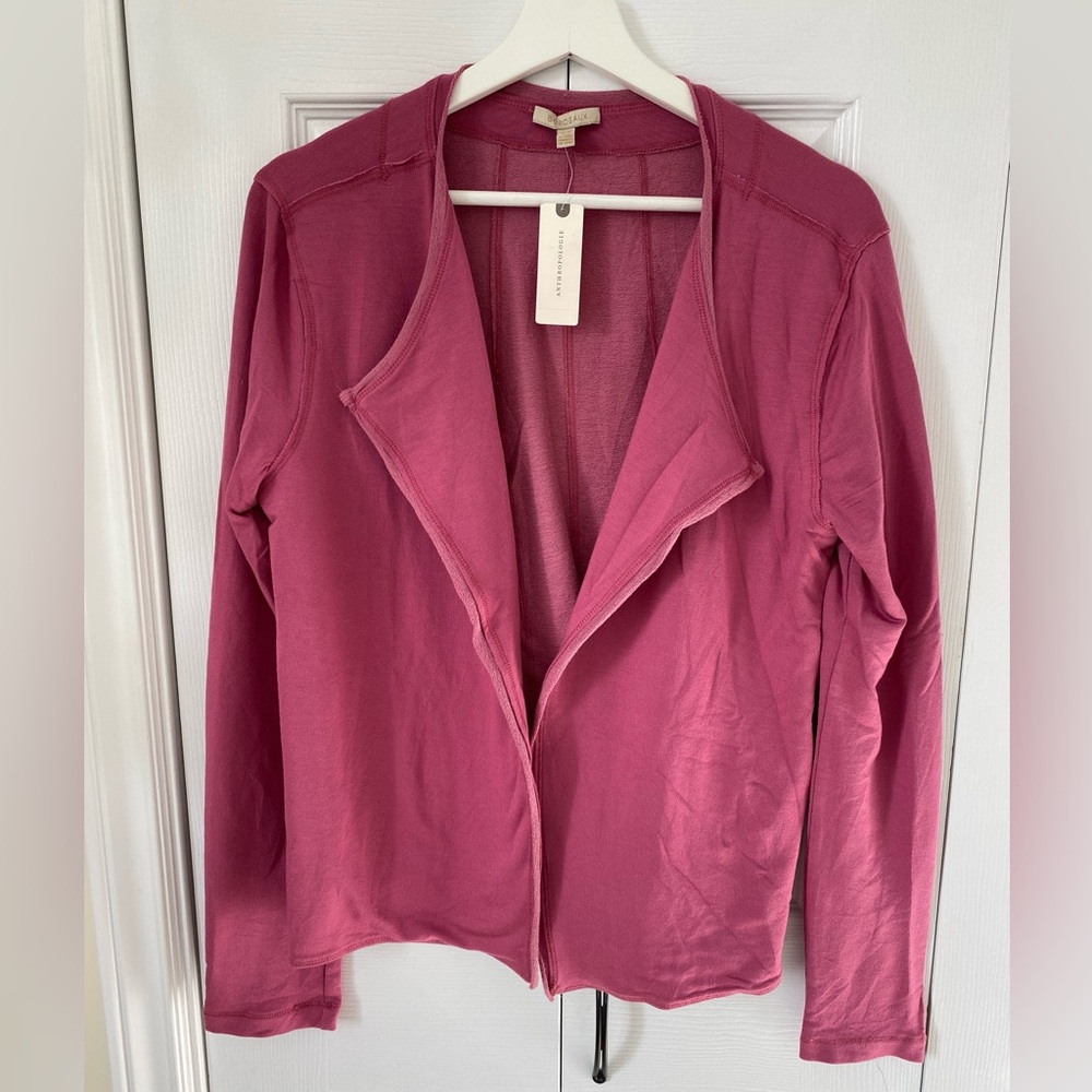 Anthropologie Bordeaux NWT Reading Room soft stretch Open Front Cardigan Rose M